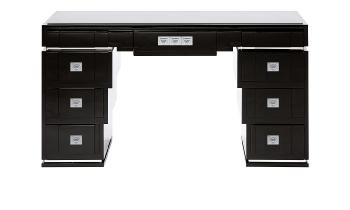 Raisins dressing table in numbered edition, clear crystal and black lacquered - Lalique